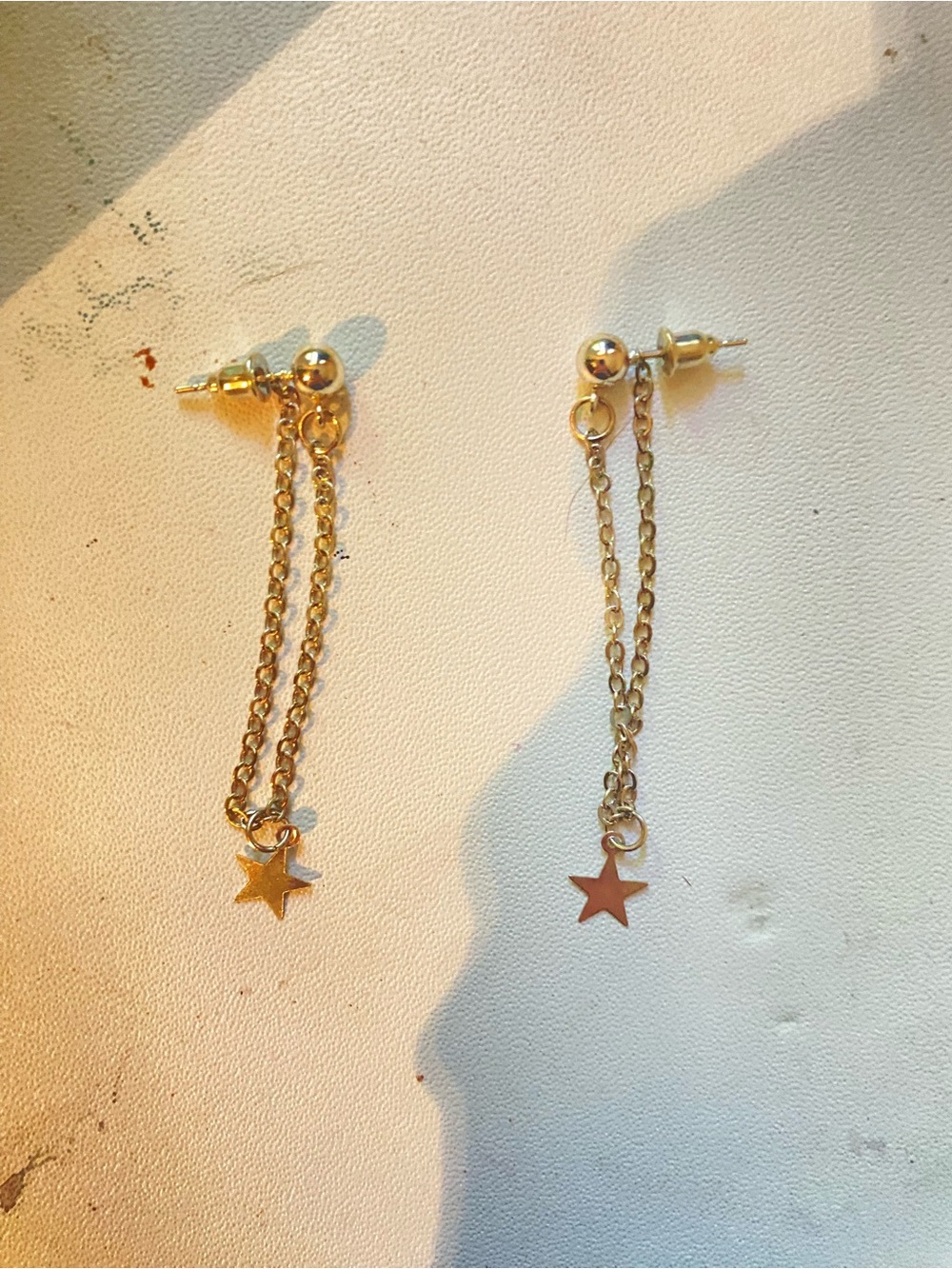 Silver star Dangle Chain Earrings